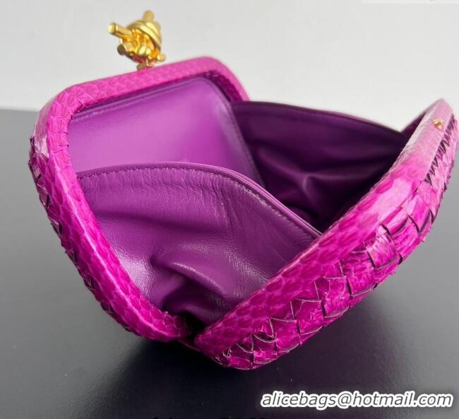 Buy Cheap Bottega Veneta Classic Knot Clutch in Intreccio Snakeskin Leather BV062501 Purple 2025