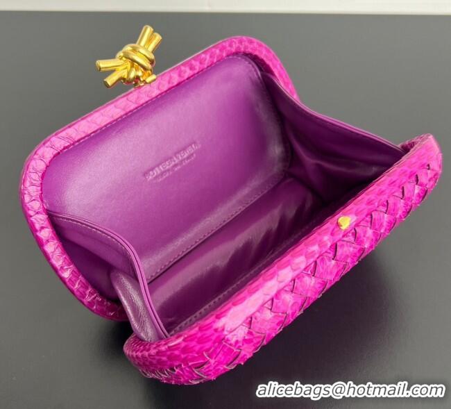 Buy Cheap Bottega Veneta Classic Knot Clutch in Intreccio Snakeskin Leather BV062501 Purple 2025