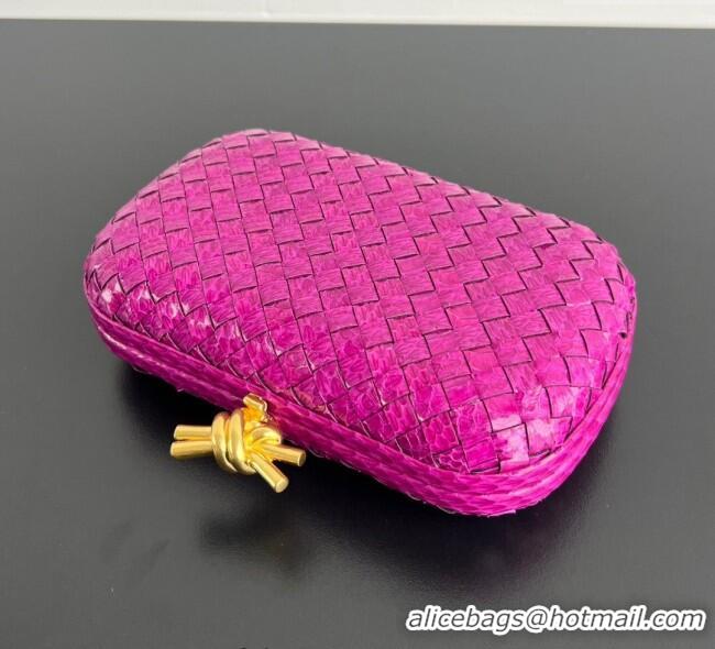 Buy Cheap Bottega Veneta Classic Knot Clutch in Intreccio Snakeskin Leather BV062501 Purple 2025