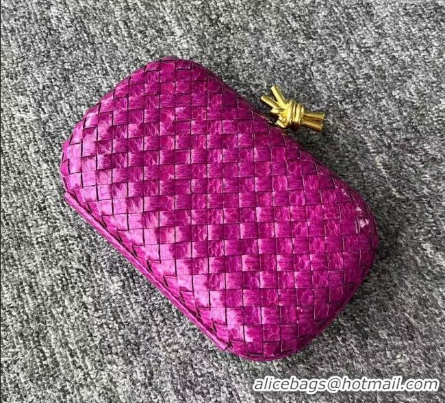 Buy Cheap Bottega Veneta Classic Knot Clutch in Intreccio Snakeskin Leather BV062501 Purple 2025