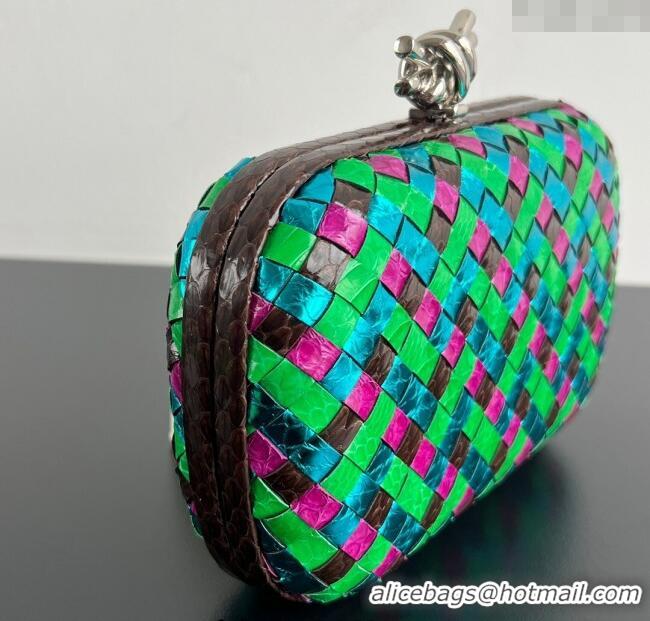 Bottega Veneta Classic Knot Clutch in Intreccio Snakeskin Leather BV062501 Multicolor 2025