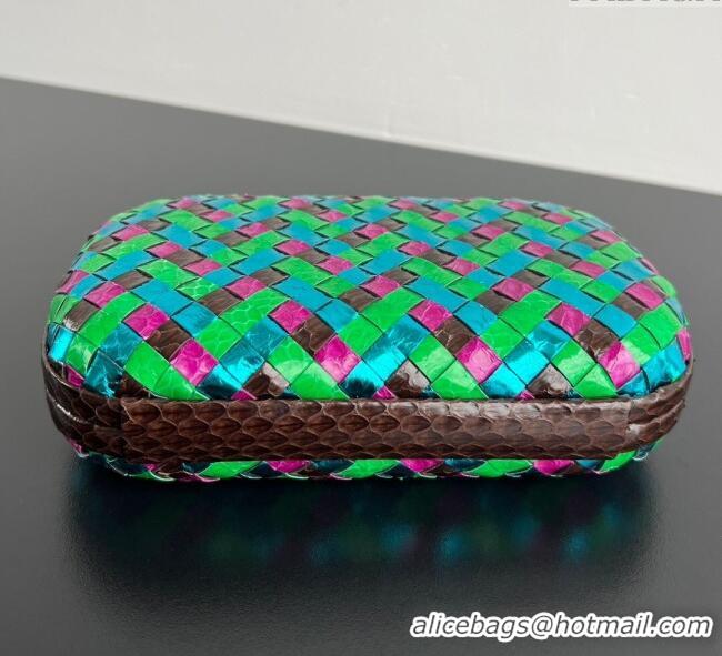 Bottega Veneta Classic Knot Clutch in Intreccio Snakeskin Leather BV062501 Multicolor 2025