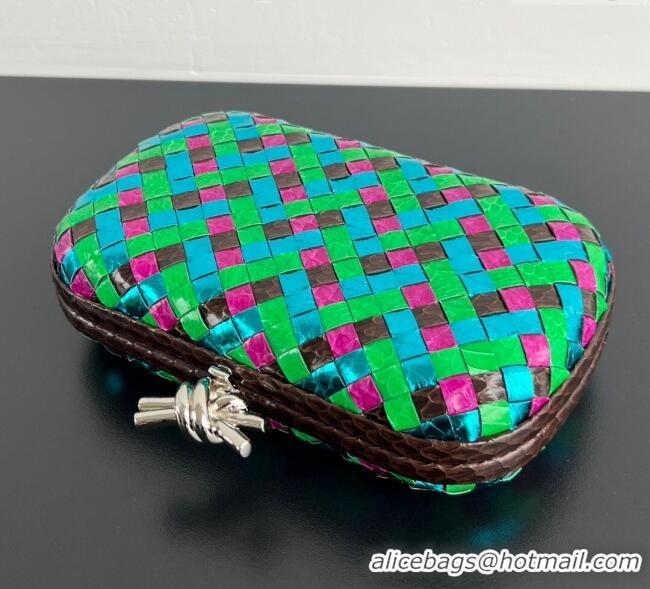 Bottega Veneta Classic Knot Clutch in Intreccio Snakeskin Leather BV062501 Multicolor 2025