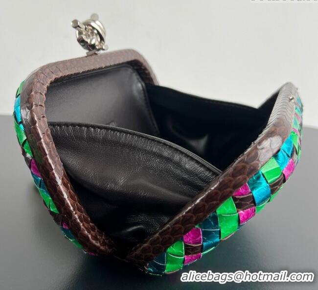 Bottega Veneta Classic Knot Clutch in Intreccio Snakeskin Leather BV062501 Multicolor 2025