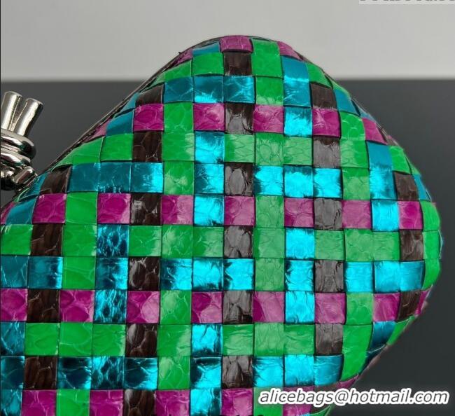 Bottega Veneta Classic Knot Clutch in Intreccio Snakeskin Leather BV062501 Multicolor 2025