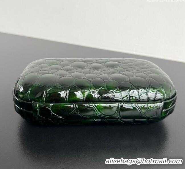 Best Quality Bottega Veneta Classic Knot Clutch in Crocodile Embossed Leather BV062501 Green 2025