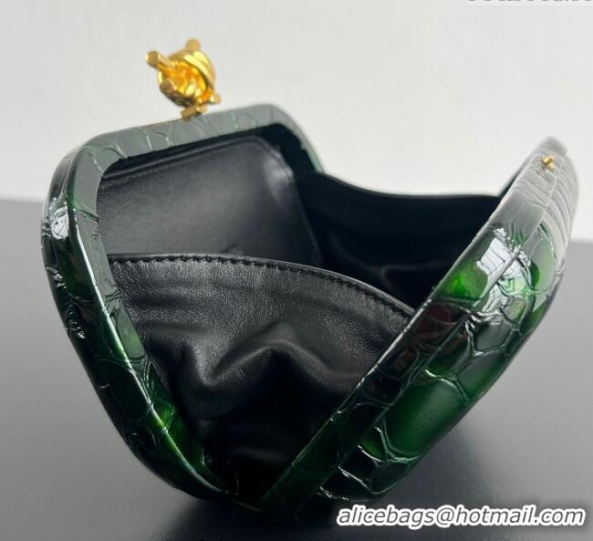 Best Quality Bottega Veneta Classic Knot Clutch in Crocodile Embossed Leather BV062501 Green 2025
