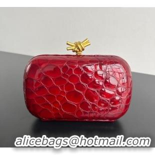 New Design Bottega Veneta Classic Knot Clutch in Crocodile Embossed Leather BV062501 Red 2025