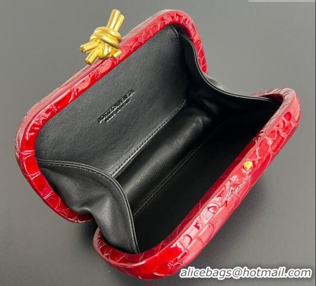 New Design Bottega Veneta Classic Knot Clutch in Crocodile Embossed Leather BV062501 Red 2025