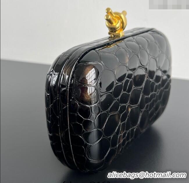 Best Quality Bottega Veneta Classic Knot Clutch in Crocodile Embossed Leather BV062501 Brown 2025