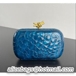 Shop New Bottega Veneta Classic Knot Clutch in Crocodile Embossed Leather BV062501 Blue 2025