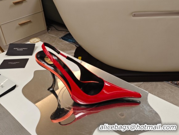 Good Product Saint Laurent Slingback Pumps in Patent Leather 9cm Heel Red 5052203