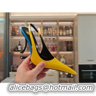 Sumptuous Saint Laurent Slingback Pumps in Patent Leather 9cm Heel Yellow 5052206