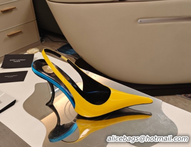 Sumptuous Saint Laurent Slingback Pumps in Patent Leather 9cm Heel Yellow 5052206
