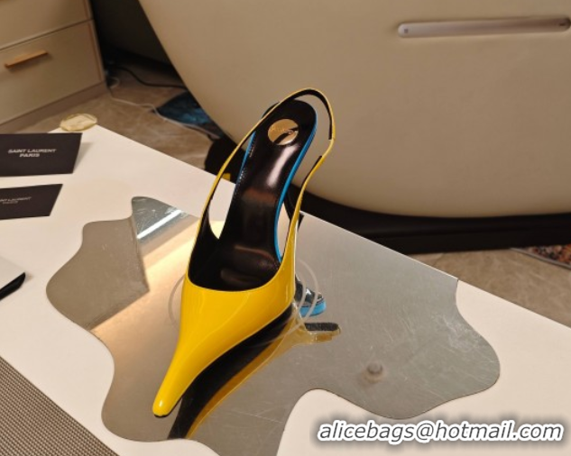 Sumptuous Saint Laurent Slingback Pumps in Patent Leather 9cm Heel Yellow 5052206