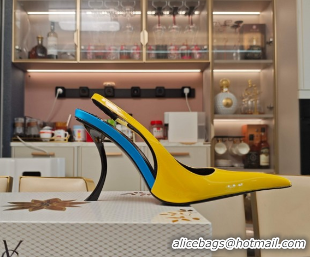 Sumptuous Saint Laurent Slingback Pumps in Patent Leather 9cm Heel Yellow 5052206
