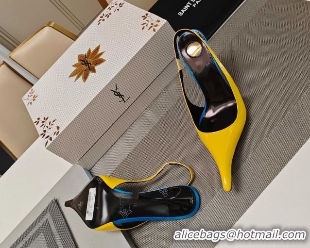 Sumptuous Saint Laurent Slingback Pumps in Patent Leather 9cm Heel Yellow 5052206
