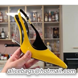 Purchase Saint Laurent Miller Wedges Pumps in Glazed Leather 9cm Heel Yellow 5052210
