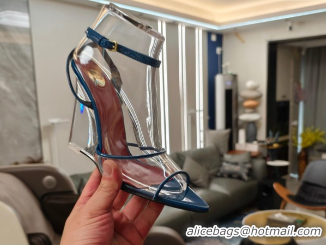 Perfect Saint Laurent Vera Wedges in TPU and Patent Leather 10cm Heel Blue 5052304