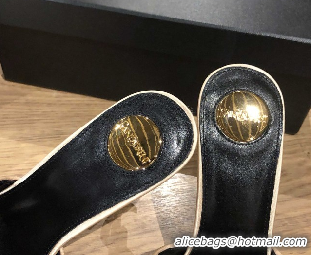 Classic Hot Saint Laurent Ppyum Mules Sandals in Satin Crepe 10.5cm Heel Beige 5052313