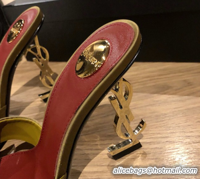 Top Design Saint Laurent Ppyum Mules Sandals in Satin Crepe 10.5cm Heel Green 5052314