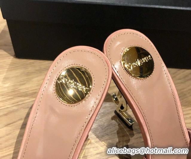 Big Discount Saint Laurent Ppyum Mules Sandals in Satin Crepe 10.5cm Heel Light Pink 5052316