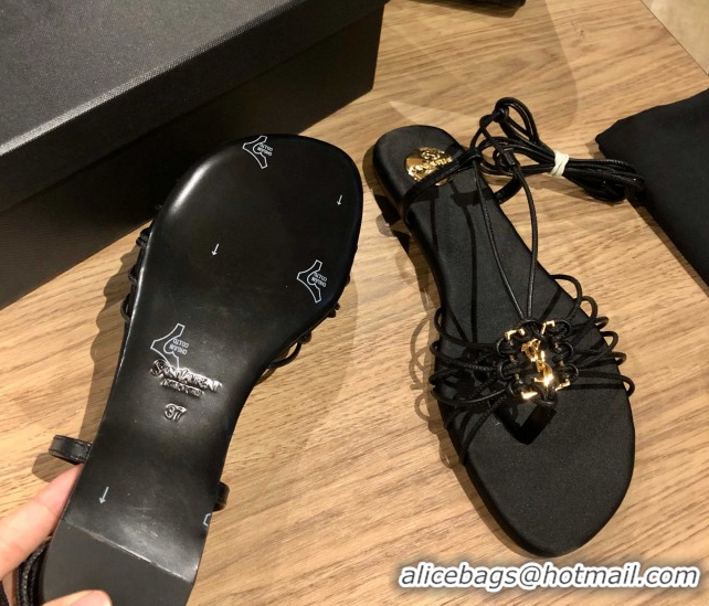 Top Grade Saint Laurent Babylone Sandals in Smooth Leather Black 5052319