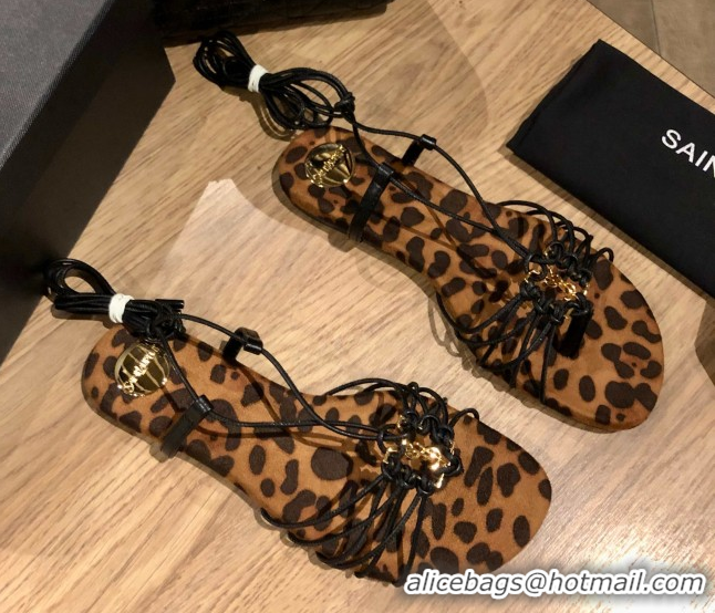 Grade Saint Laurent Babylone Sandals in Smooth Leather Eagle Brown 5052320