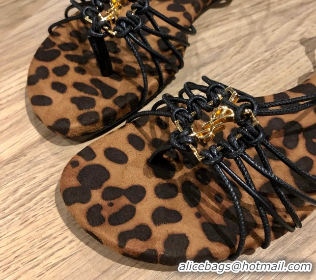 Grade Saint Laurent Babylone Sandals in Smooth Leather Eagle Brown 5052320