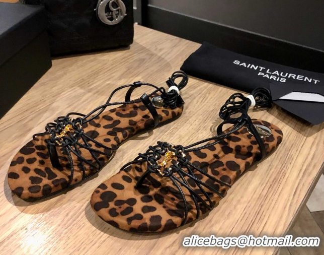 Grade Saint Laurent Babylone Sandals in Smooth Leather Eagle Brown 5052320