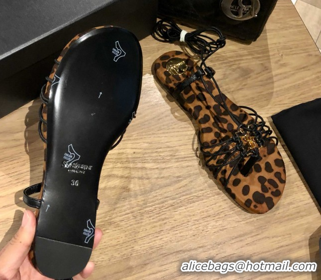 Grade Saint Laurent Babylone Sandals in Smooth Leather Eagle Brown 5052320