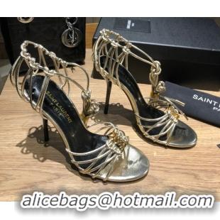 Good Product Saint Laurent Babylone Sandals in Smooth Leather 10.5cm Heel Gold 5052321