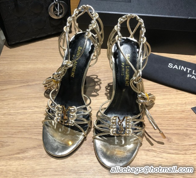 Good Product Saint Laurent Babylone Sandals in Smooth Leather 10.5cm Heel Gold 5052321