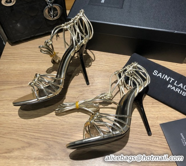 Good Product Saint Laurent Babylone Sandals in Smooth Leather 10.5cm Heel Gold 5052321