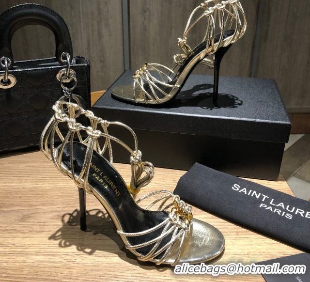 Good Product Saint Laurent Babylone Sandals in Smooth Leather 10.5cm Heel Gold 5052321