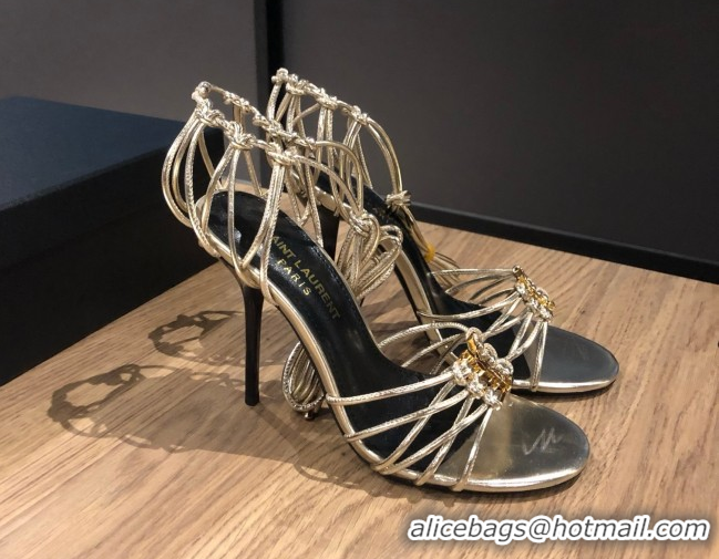 Good Product Saint Laurent Babylone Sandals in Smooth Leather 10.5cm Heel Gold 5052321