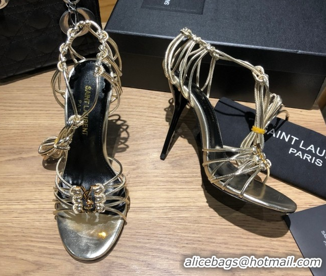 Good Product Saint Laurent Babylone Sandals in Smooth Leather 10.5cm Heel Gold 5052321