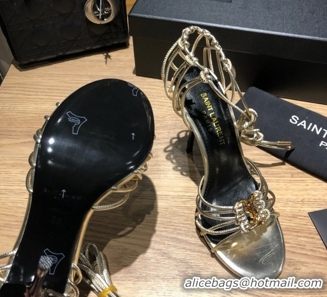 Good Product Saint Laurent Babylone Sandals in Smooth Leather 10.5cm Heel Gold 5052321