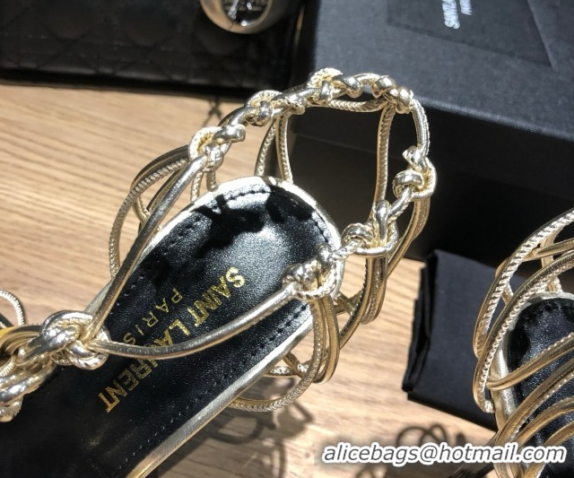 Good Product Saint Laurent Babylone Sandals in Smooth Leather 10.5cm Heel Gold 5052321