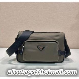 Inexpensive Prada Mens Medium Re-Nylon and Saffiano leather shoulder bag 2VH192 Forest Green 2025