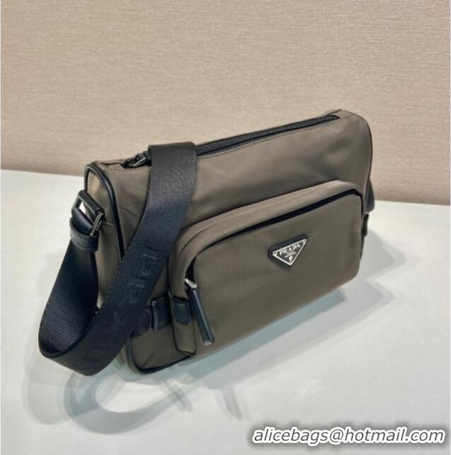 Inexpensive Prada Mens Medium Re-Nylon and Saffiano leather shoulder bag 2VH192 Forest Green 2025