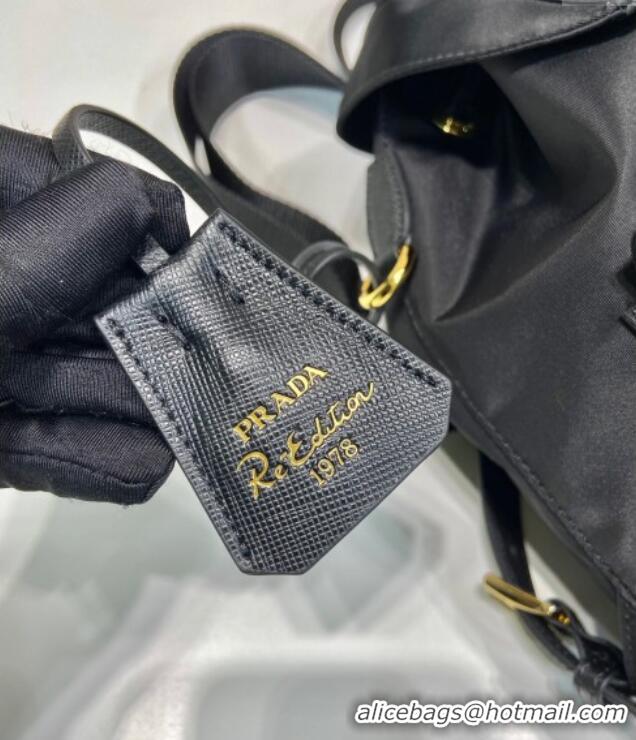 Luxury Cheap Prada Re-Edition 1978 small Re-Nylon backpack bag 1BZ677 Black/Gold 2025