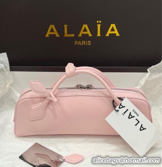Original Cheap Alaia Le Tecket Long Clutch bag in Grained Leather A5029 Light Pink 2025