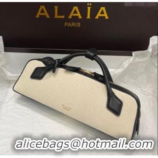 Luxury Discount Alaia Le Tecket Long Clutch bag in Canvas and Leather A5030 Black 2025