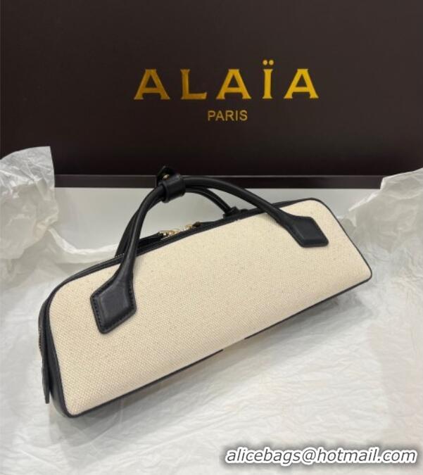 Luxury Discount Alaia Le Tecket Long Clutch bag in Canvas and Leather A5030 Black 2025