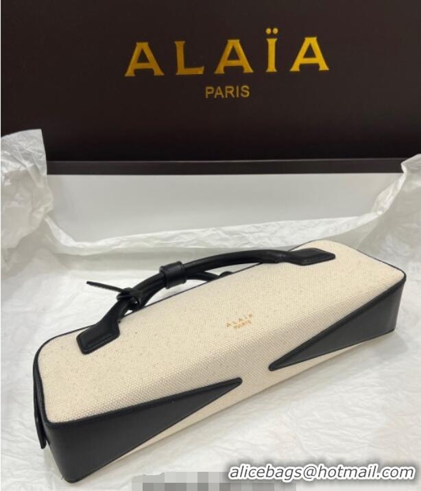Luxury Discount Alaia Le Tecket Long Clutch bag in Canvas and Leather A5030 Black 2025