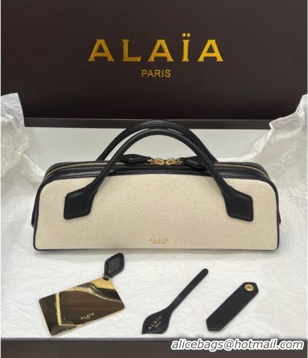 Luxury Discount Alaia Le Tecket Long Clutch bag in Canvas and Leather A5030 Black 2025
