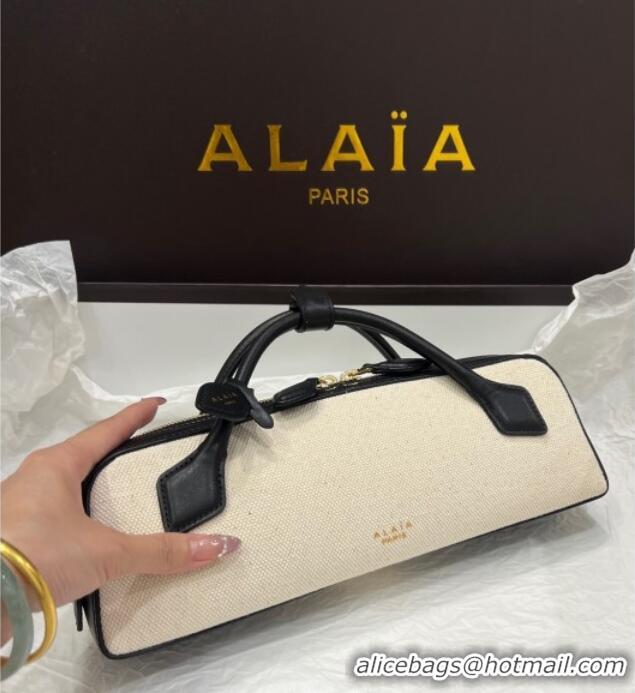 Luxury Discount Alaia Le Tecket Long Clutch bag in Canvas and Leather A5030 Black 2025