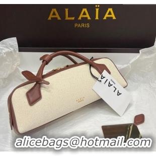Grade Quality Alaia Le Tecket Long Clutch bag in Canvas and Leather A5030 Brown 2025