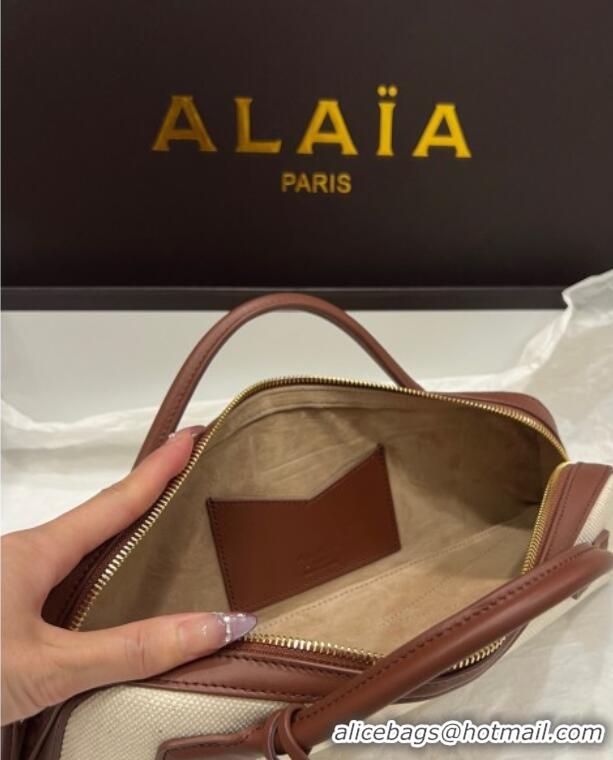 Grade Quality Alaia Le Tecket Long Clutch bag in Canvas and Leather A5030 Brown 2025